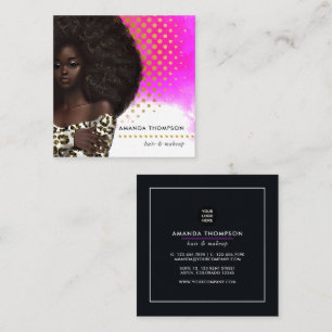 Black Queen Beauty Fashion Square Business Card Quadratische Visitenkarte