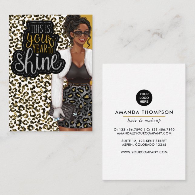 Black Queen Beauty Fashion Square Business Card Visitenkarte (Vorne/Hinten)