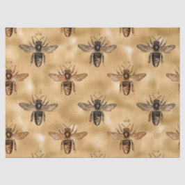 Black Queen Bees on Gold Decoupage Seidenpapier