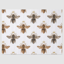 Black Queen Bees on White Decoupage Seidenpapier