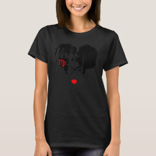 Black Queen Birthday Lips Afro Melanin Puffs Virgo T-Shirt