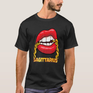 Black Queen Birthday Red Lips Chain Sagittario Zo T-Shirt