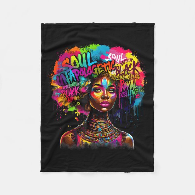 Black Queen Dripng Afro Melanin Black History Mont Fleecedecke (Vorderseite)