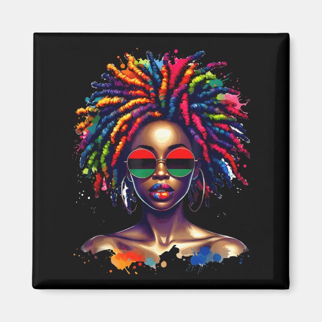 Black Queen Dripng Afro Melanin Black History Mont Magnet (Vorne)