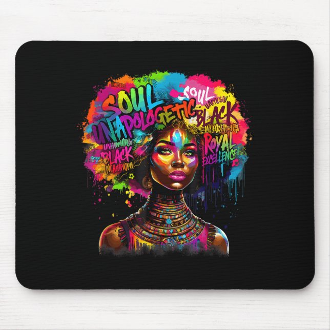 Black Queen Dripng Afro Melanin Black History Mont Mousepad (Vorne)