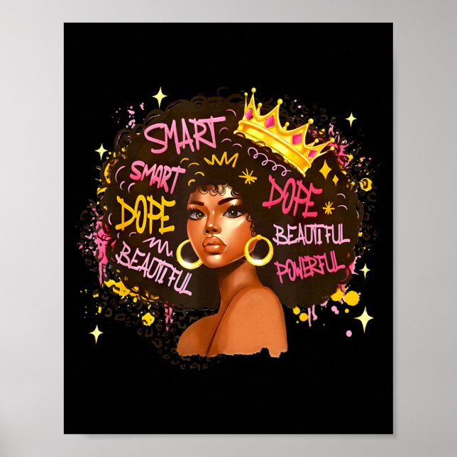 Black Queen Dripng Afro Melanin Black History Mont Poster (Vorne)