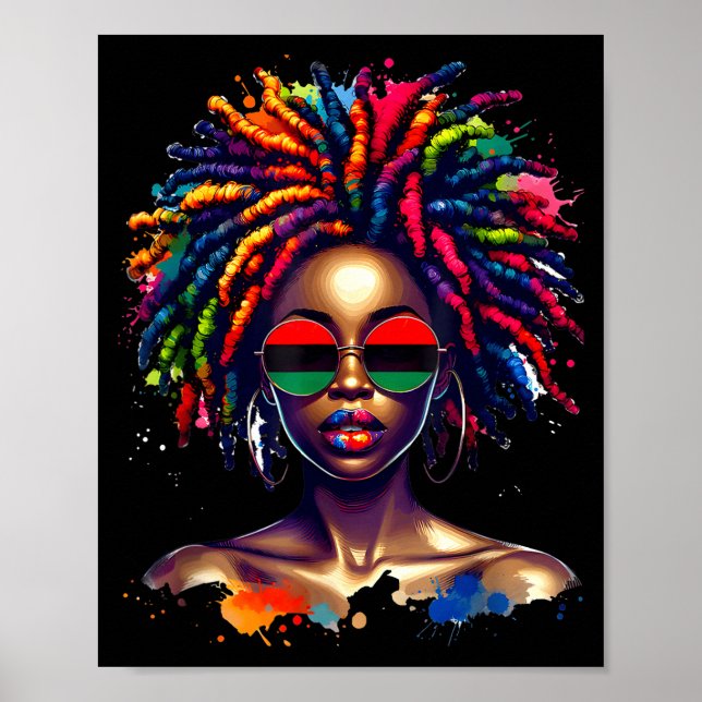Black Queen Dripng Afro Melanin Black History Mont Poster (Vorne)