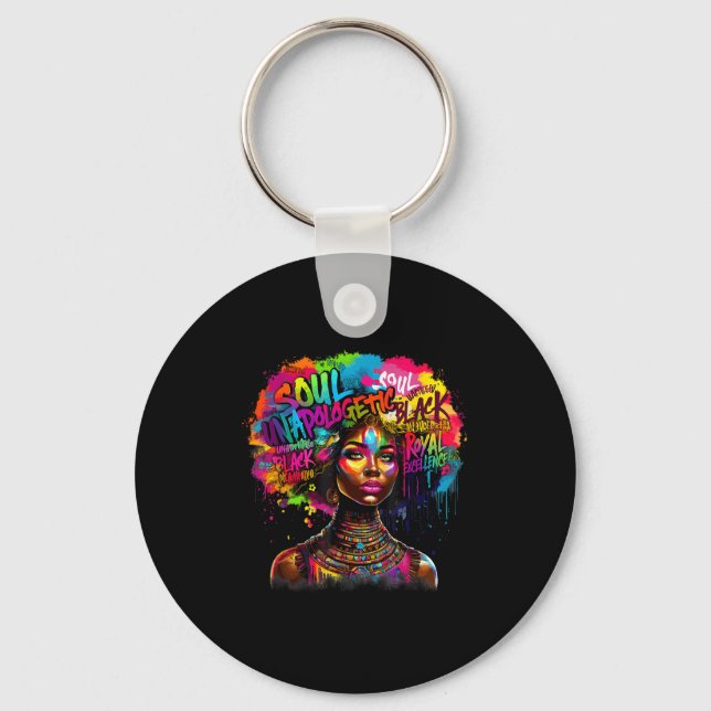 Black Queen Dripng Afro Melanin Black History Mont Schlüsselanhänger (Vorderseite)
