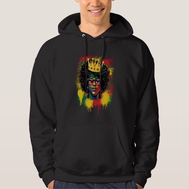 Black Queen Dripping BHM Pride Afro American Woman Hoodie (Vorderseite)