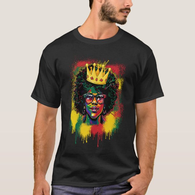 Black Queen Dripping BHM Pride Afro American Woman T-Shirt (Vorderseite)