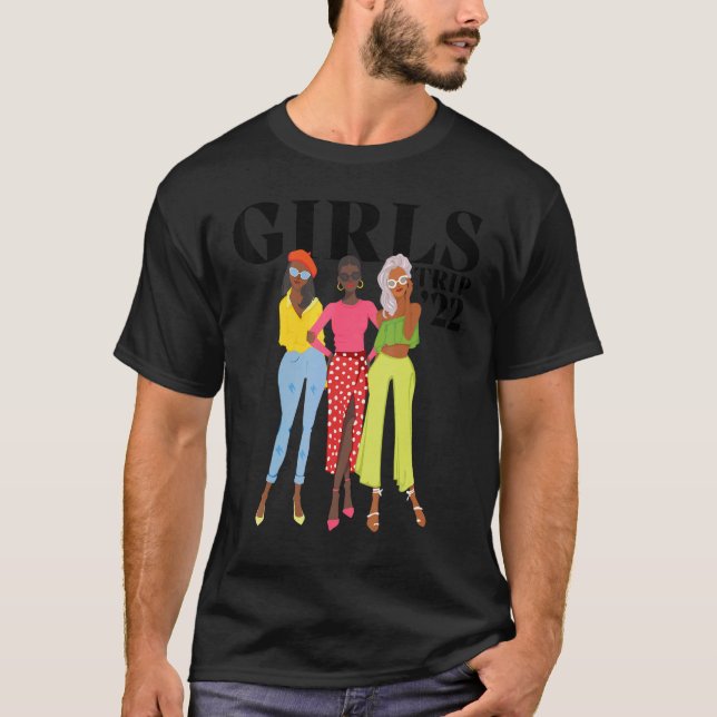 Black Queen Girls Tour Afro Women Summer Vacation T-Shirt (Vorderseite)