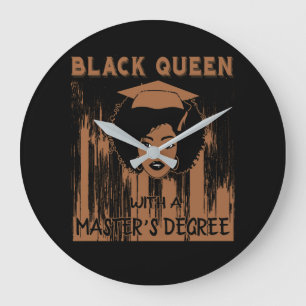 Black Queen Masters Degree Best Abschluss Geschenk Große Wanduhr