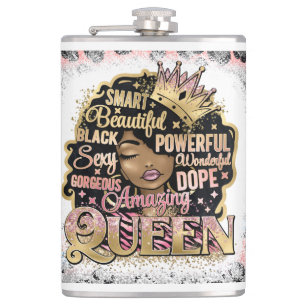 Black Queen Melanin Brown Skin Sista Magie Flachmann