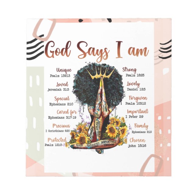 Black Queen Melanin Brown Skin Sista Magie Notizblock (Vorderseite)