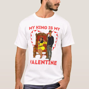 Black Queen Melanin King Valentine's Day Männer Fr T-Shirt