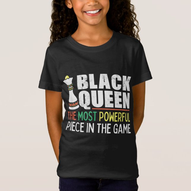 Black Queen Most Power Schach Afroamerikaner T-Shirt (Vorderseite)