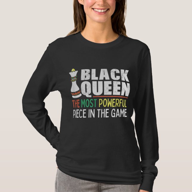 Black Queen Most Power Schach Afroamerikaner T-Shirt (Vorderseite)