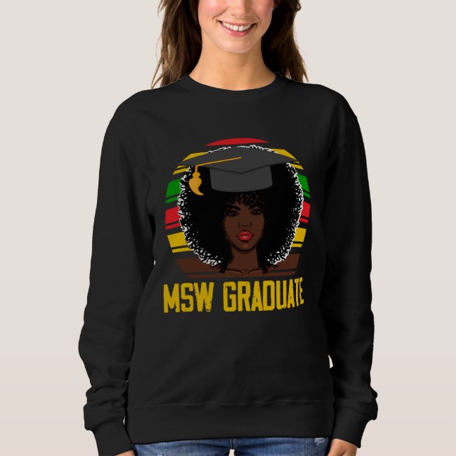 Black Queen MSW Social Work Retro Afro Masters Gra Sweatshirt (Vorderseite)