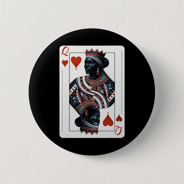 Black Queen of Hearcard Deck Game Stolz Black W Button (Vorderseite)