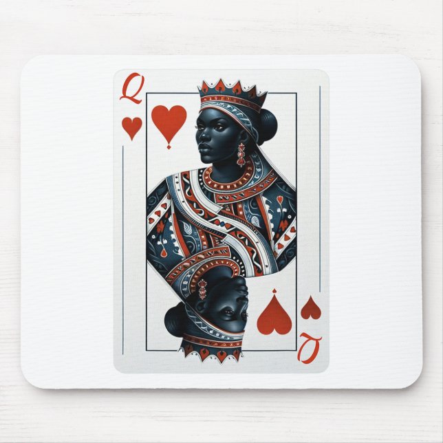 Black Queen of Hearcard Deck Game Stolz Black W Mousepad (Vorne)