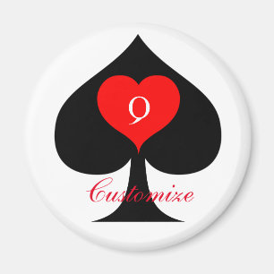 Black Queen of Spades Red Heart Thunder_Cove Magnet