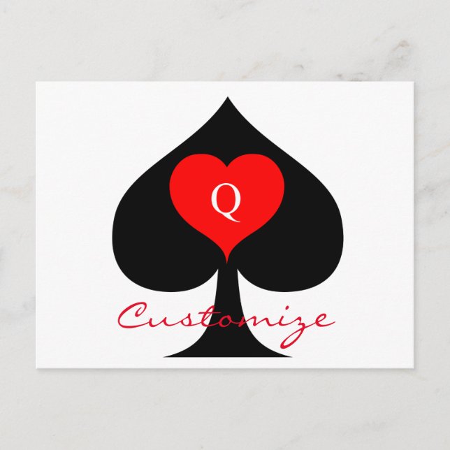 Black Queen of Spades Red Heart Thunder_Cove Postkarte (Vorderseite)