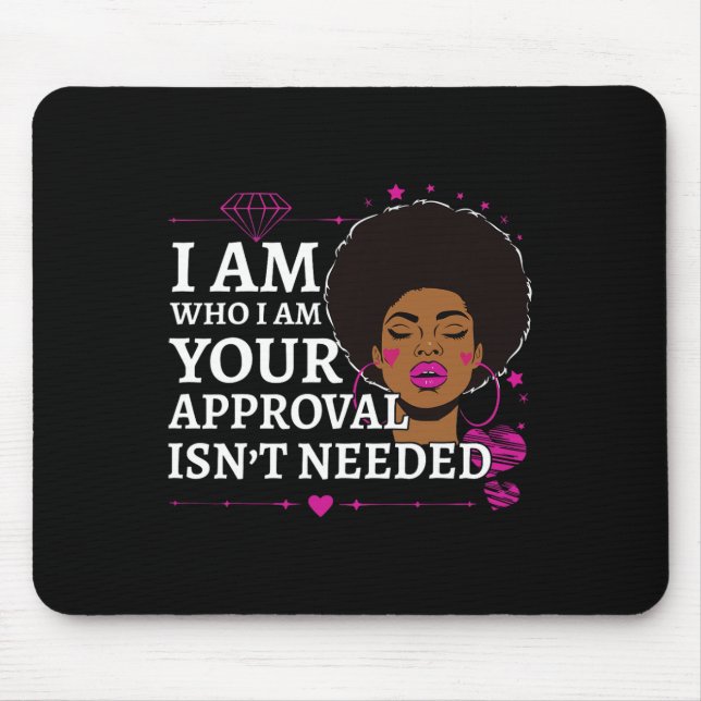 Black Queen Ohrs Curly Natural Afro African Ameri Mousepad (Vorne)