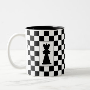 Black Queen on Black & White Schach Zweifarbige Tasse