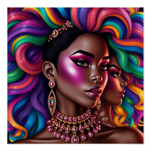 Black queen pastel rainbow melanin sista poster (Vorderseite)
