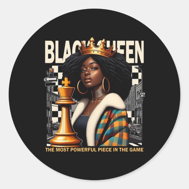 Black Queen Schach Empowerment Black Culture Costu Runder Aufkleber (Vorderseite)