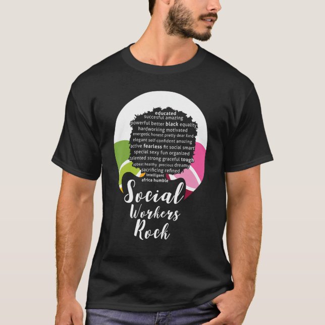 Black Queen Social Workers Rock Magic Diva Geschen T-Shirt (Vorderseite)