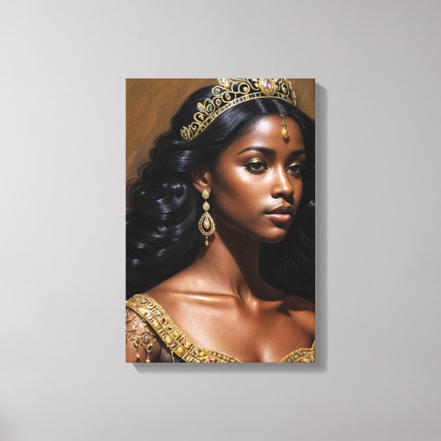 Black Queen Wearing Tiara Portrait Leinwanddruck (Vorderseite)