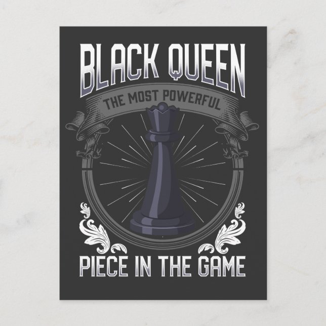 Black Queen Woman Powerful Girl Schach Piece Postkarte (Vorderseite)