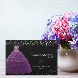 Black Quinceanera Lila Going String Lights Foto Gästebuch