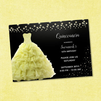 Black Quinceanera Princess Yellow Googles Licht Einladung