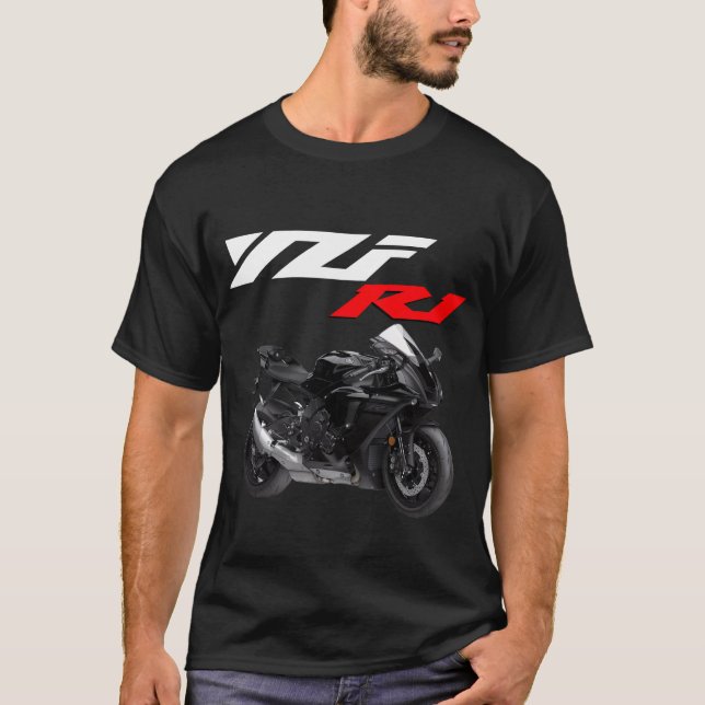Black R1 Sportsbike Motorrad T-Shirt (Vorderseite)