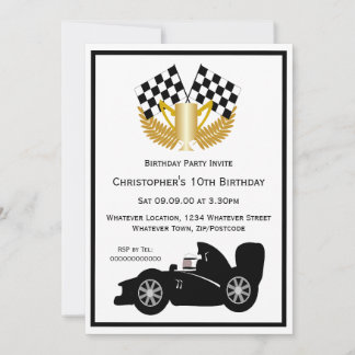Black Racing Car Geburtstagsparty Einladung