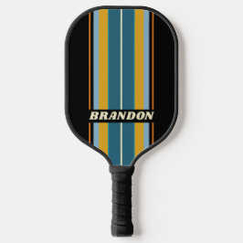 Black Rainbow Board Stripes with Name Pickleball Schläger