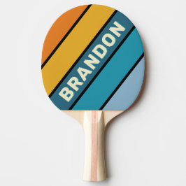 Black Rainbow Bold Striped with Name Tischtennis Schläger
