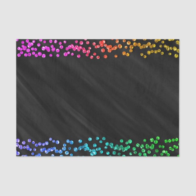 Black Rainbow Confetti Dots Fun Party Seidenpapier (Vorderseite)