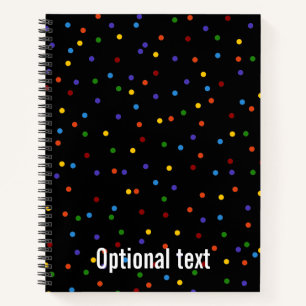 Black Rainbow Confetti Dots Notizbuch