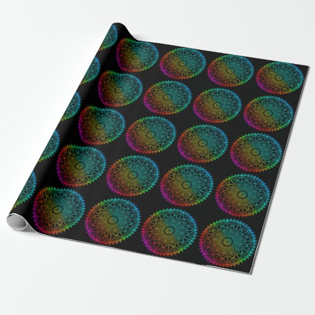 Black Rainbow Mandala Geschenkpapier (Ungerollt)