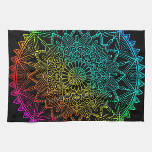 Black Rainbow Mandala Geschirrtuch