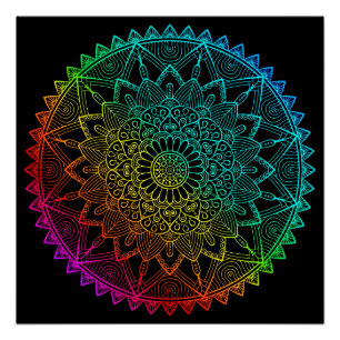 Black Rainbow Mandala Poster