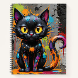 Black Rainbow Spritzer Cat Bullet Notebook Notizbuch