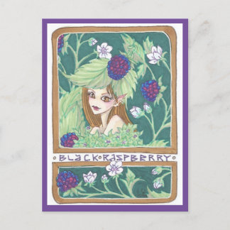 Black Raspberry Fairy Fantasy Art Nouveau Print Postkarte