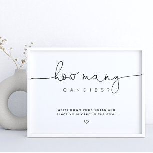 Black rät wie viele Candy Script Baby Dusche Poster