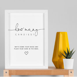 Black rät wie viele Candy Script Baby Dusche Poster