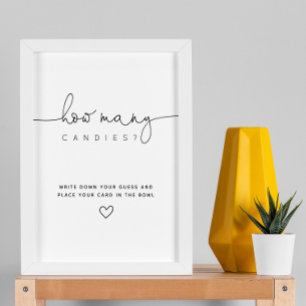 Black rät wie viele Candy Script Baby Dusche Poster