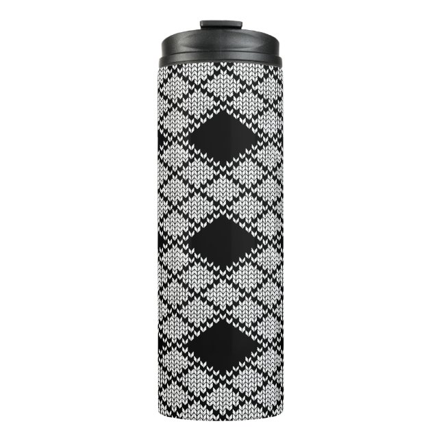 BLACK RAUTE STRICK Thermal Tumbler Thermosbecher (Vorderseite)